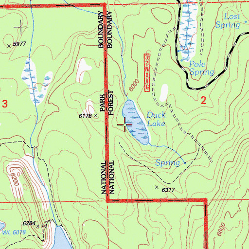 Topographic Map of Duck Lake, CA