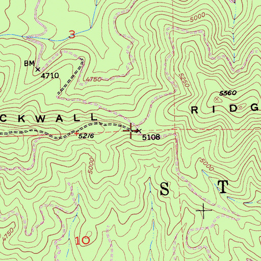 Topographic Map of Duckwall Ridge, CA