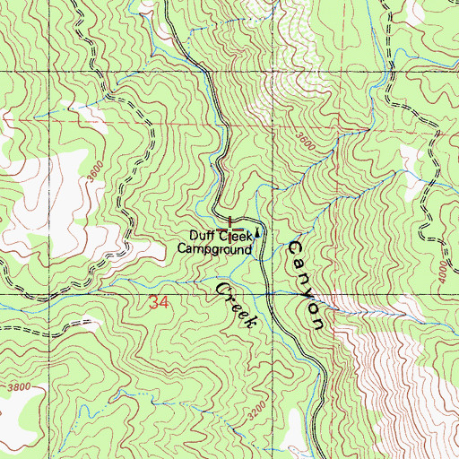 Topographic Map of Duff Creek, CA