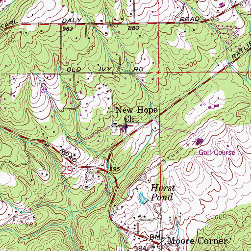 Topographic Map of Grantswood Baptist Church, AL