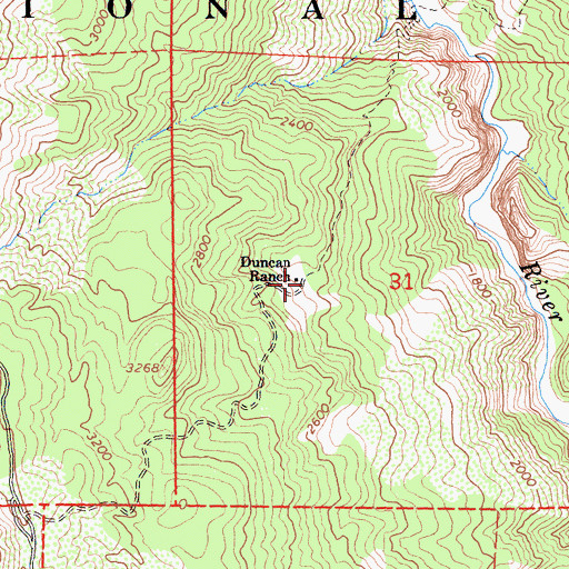 Topographic Map of Duncan Ranch, CA