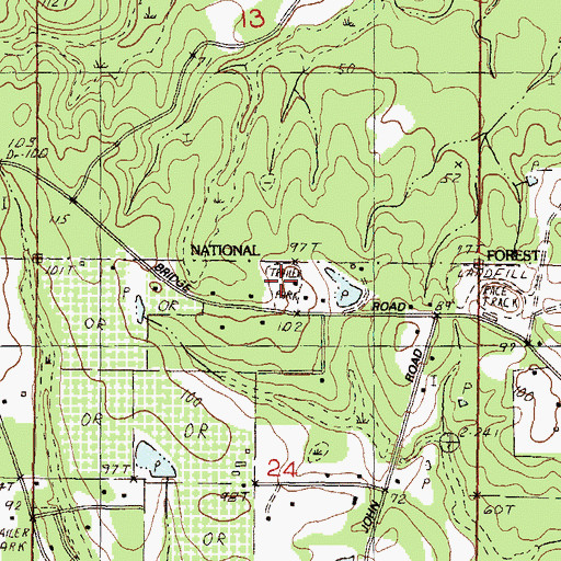 Topographic Map of Cates Mobile Home Park, MS