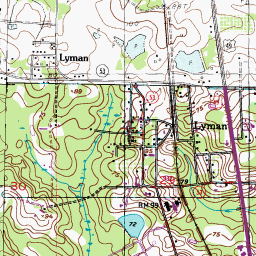 Topographic Map of Saint Paul Baptist Church, MS