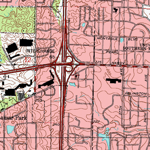 Topographic Map of Seventh Day Adventist Church, MS