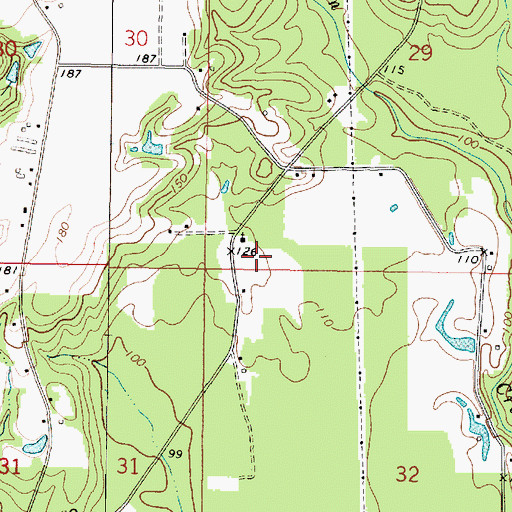 Topographic Map of Antioch Baptist Church, MS