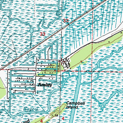 Topographic Map of LaFrance Fishing Camp, MS