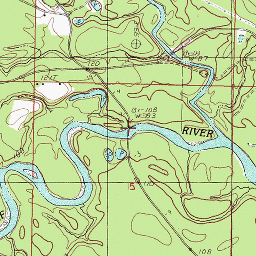 Topographic Map of Mahned Bridge, MS