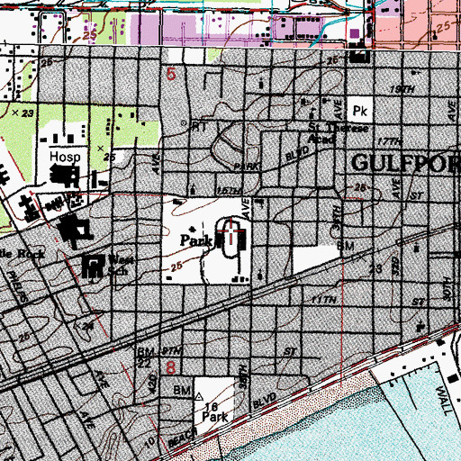 Topographic Map of Milner Stadium, MS