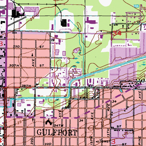 Topographic Map of Poolside Mobile Home Village, MS