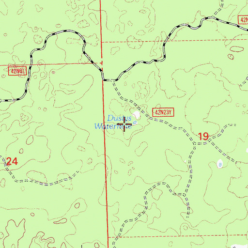 Topographic Map of Dustys Waterhole, CA