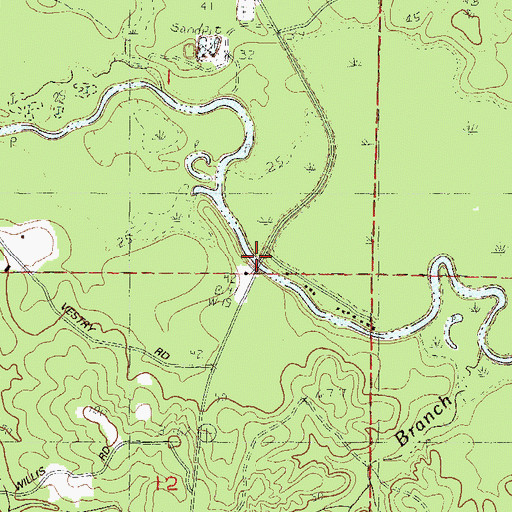 Topographic Map of Red Creek Mississippi Highway 57 Bridge, MS