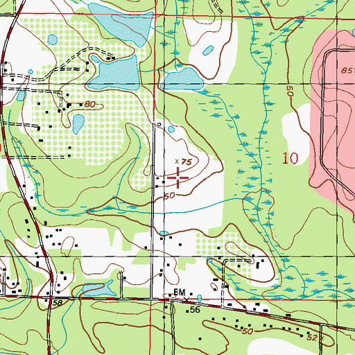 Topographic Map of Ridge Crest Estates Mobile Home Park, MS