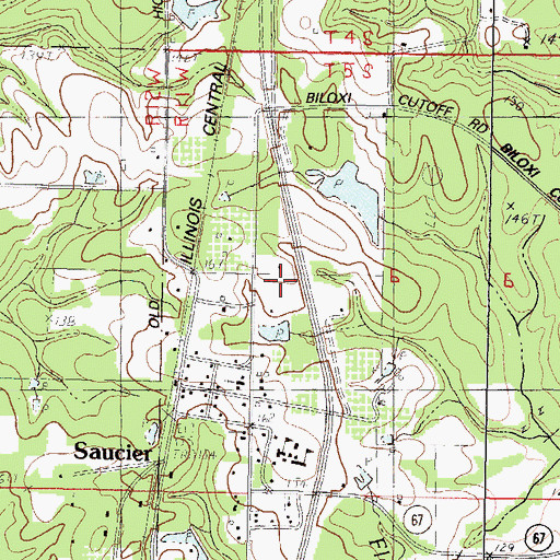 Topographic Map of Saucier First Baptist Church, MS