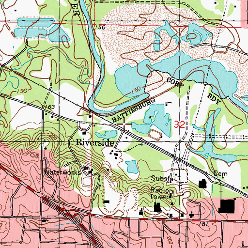 Topographic Map of Tennessee Gas Pipeline Station 546, MS