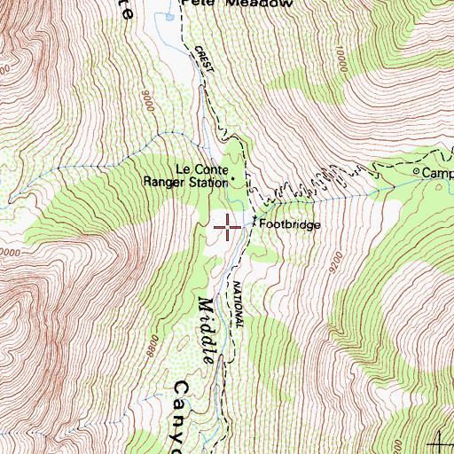 Topographic Map of Dusy Branch, CA