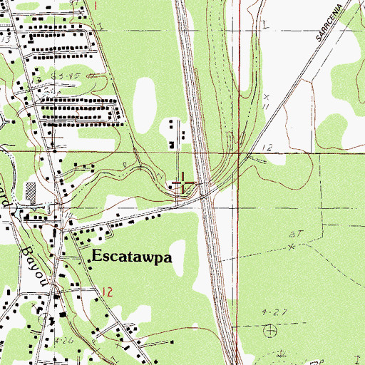 Topographic Map of East Moss Point Baptist Church, MS