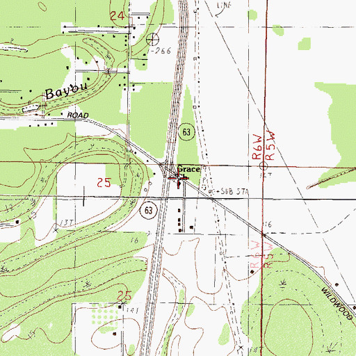 Topographic Map of Grace Independent Baptist Church, MS