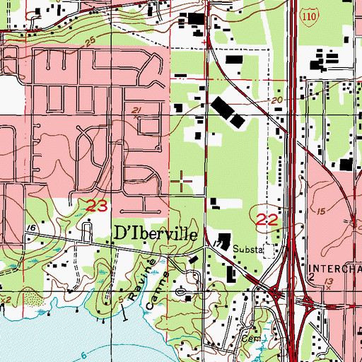 Topographic Map of North Bay D'Iberville Post Office, MS