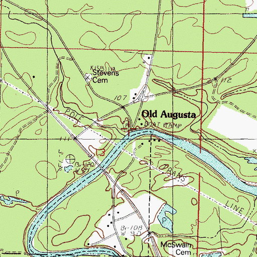 Topographic Map of Old Augusta Boat Ramp, MS