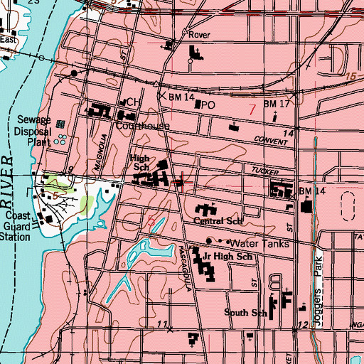 Topographic Map of First United Methodist Church, MS