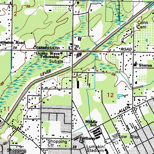 Topographic Map of Unity Spiritual Center Church, MS