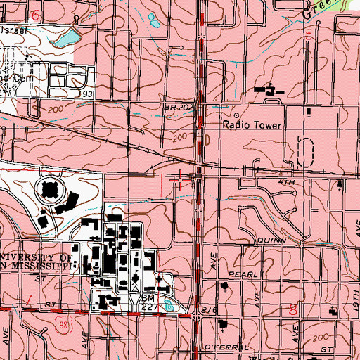 Topographic Map of University of Southern Mississippi Oseola McCarty Residence Hall, MS
