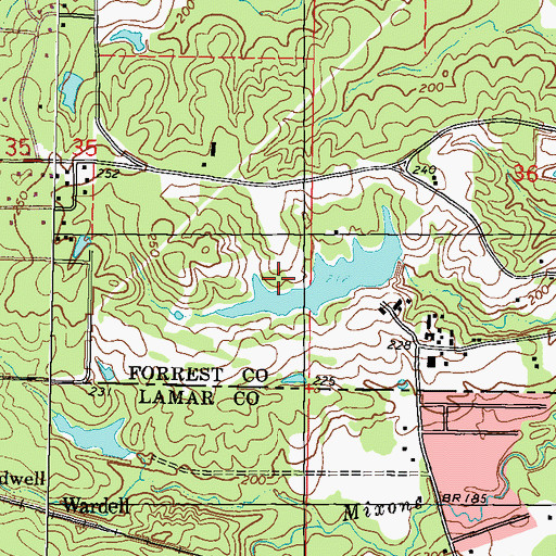 Topographic Map of University of Southern Mississippi Van Hook Golf Course, MS
