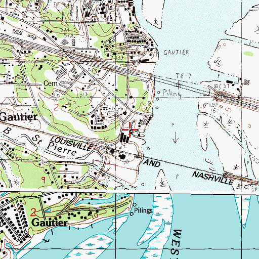 Topographic Map of West River Marina, MS