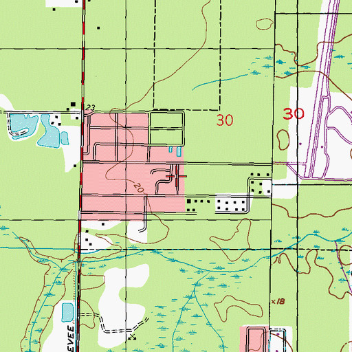 Topographic Map of Adams Mobile Home Park, MS