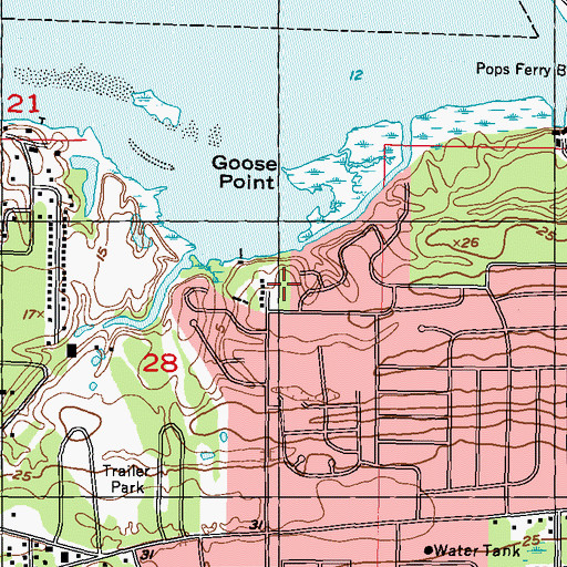 Topographic Map of Bay Shore Mobile Court, MS