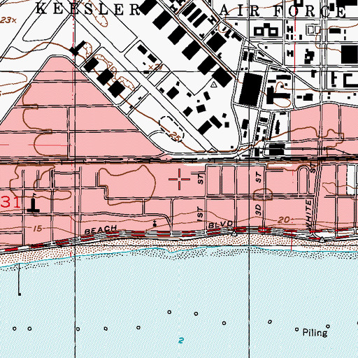 Topographic Map of Biloxi Natatorium, MS