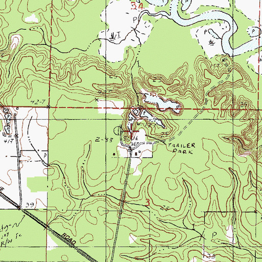 Topographic Map of Bluff Creek Mobile Home Park, MS