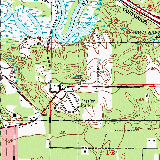 Topographic Map of Temple Baptist Church, MS