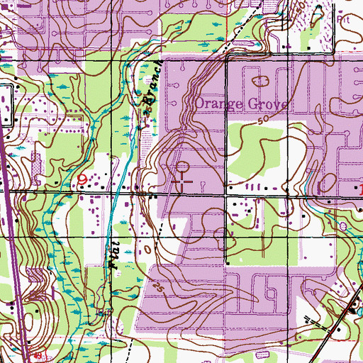Topographic Map of Bel Aire Baptist Church, MS