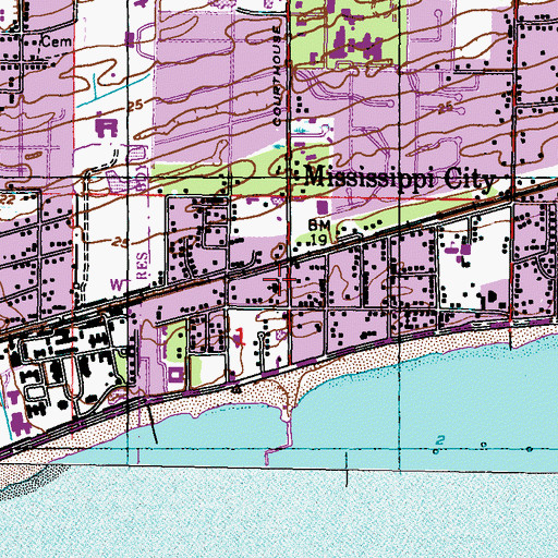 Topographic Map of Mississippi City United Methodist Church, MS