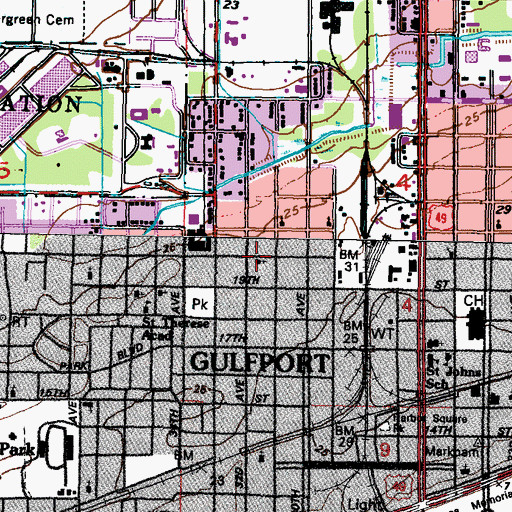 Topographic Map of Progressive Baptist Church, MS