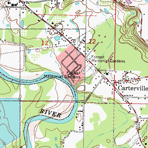 Topographic Map of Forrest Garden Mobile Home Park, MS