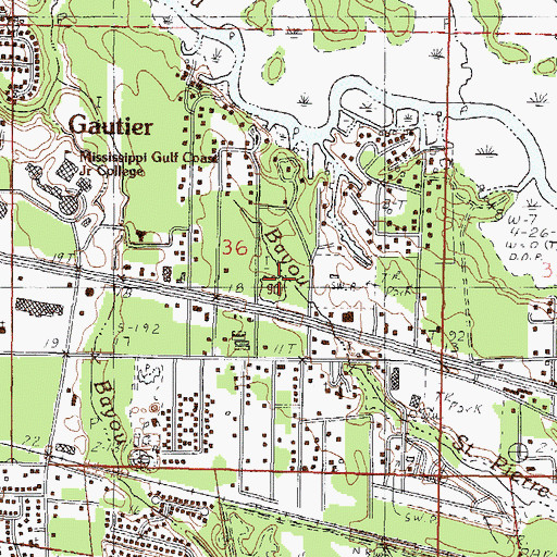 Topographic Map of Gautier Post Office, MS