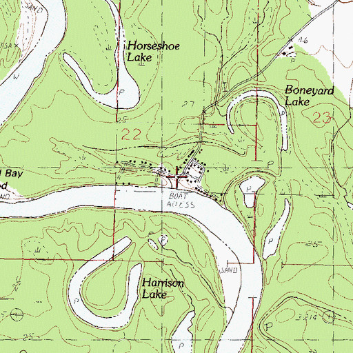 Topographic Map of Gibson Landing Boat Ramp, MS