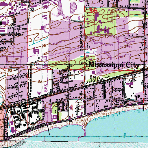 Topographic Map of Gulf Coast Tennis Center, MS