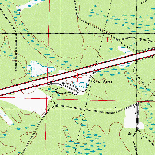 Topographic Map of Interstate 10 East Roadside Park, MS