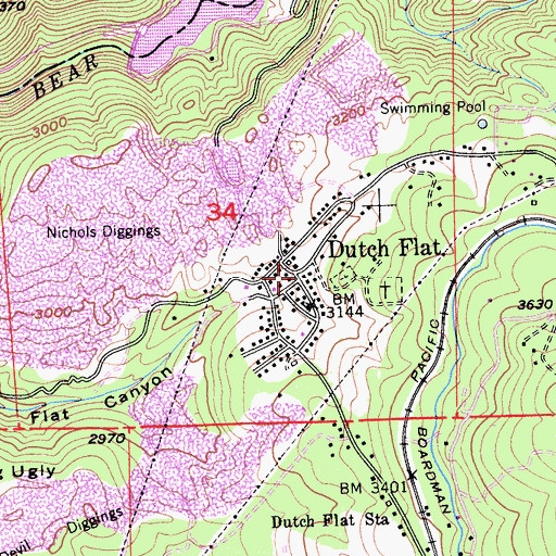 Topographic Map of Dutch Flat, CA