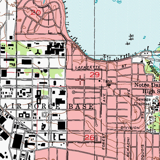 Topographic Map of Keesler Air Force Base Post Office, MS
