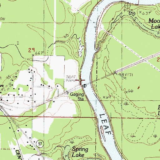 Topographic Map of Leaf River Boat Ramp, MS