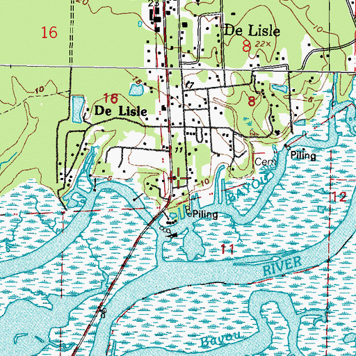 Topographic Map of Liveoak Fishing Camp, MS