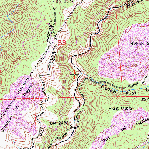 Topographic Map of Dutch Flat Canyon, CA