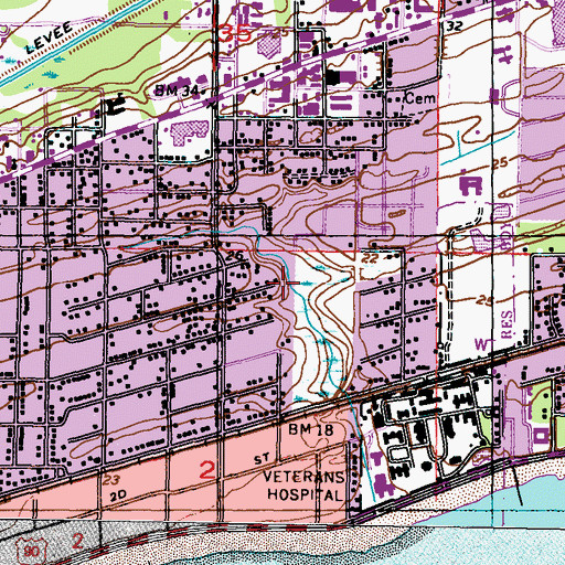 Topographic Map of Magnolia Grove Center, MS