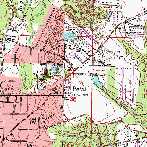 Topographic Map of First Pentecostal Church, MS