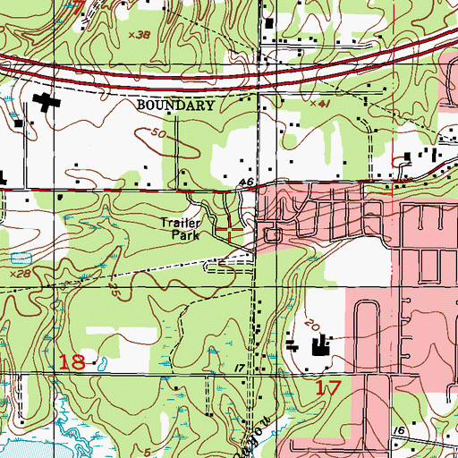 Topographic Map of Sherwood Village Mobile Home Park, MS