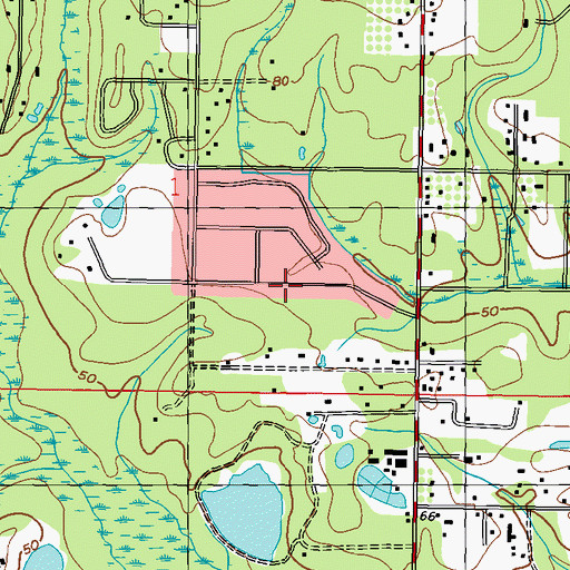 Topographic Map of Spanish Oaks Trail Mobile Home Park, MS